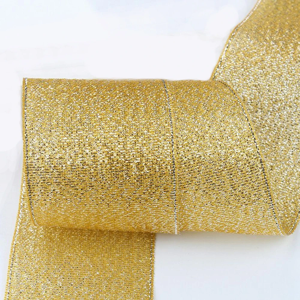 25 yards 6 10 15 20 25 38mm New gold silver ribbon Organza DIY hand-made materials Gift wrap Christmas New Year decorations mix