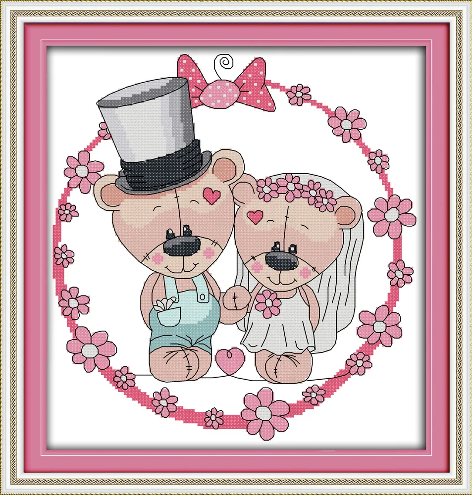 

Joy Sunday Two bears get marriedcross stitch pattern kits handcraft make embroidery with chart