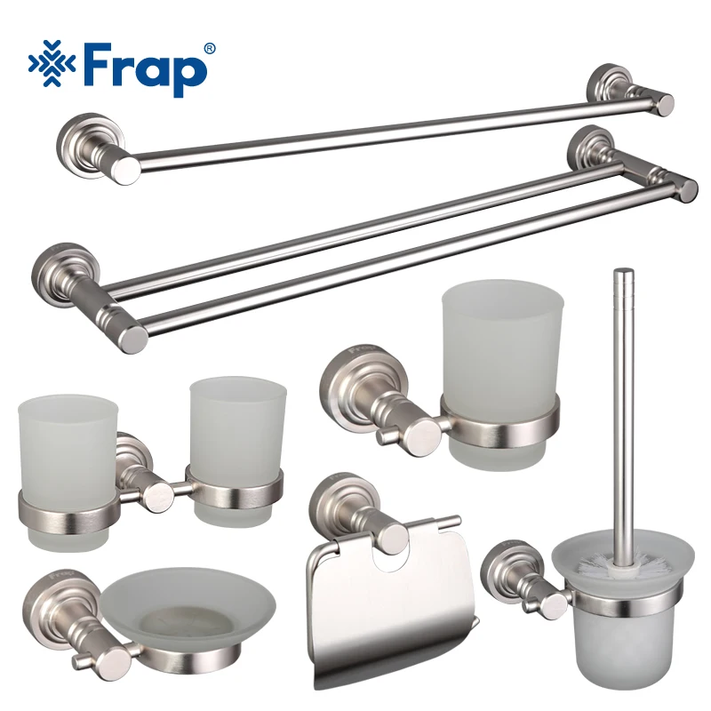 Günstig Frap Moderne Aluminium Legierung Bad Set Chrome Zahnbürste Halter Und Handtuch Rack Kleidung haken 8 Stück Bad Zubehör F37T8