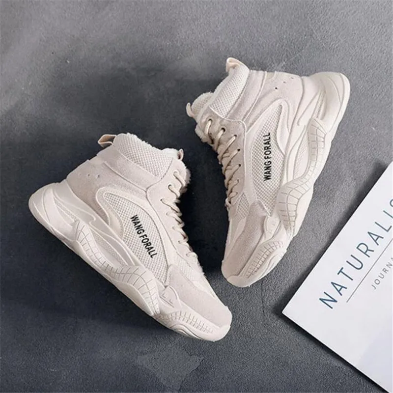 

Platform Shoes Woman New Fashion Chunky Sneakers Women Causal shoes Femme Creepers Footwear high and low top fur lining shoes