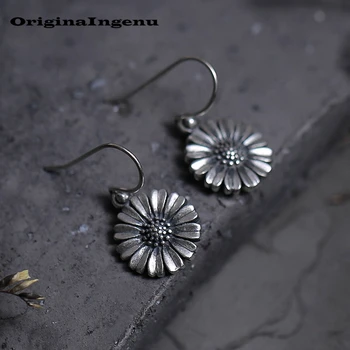 

925 Silver Earrings Jewelry Daisy Pendientes Minimalism Charm Vintage Flower Birthday Gift Oorbellen Brincos Earrings for Women