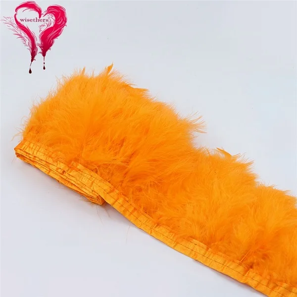 2 Meters/Lot 10-15 CM Dyed Colored Downy Turkey Marabou Feather Fringe Trimming Satin Ribbon Trim Garment Decoration 22 Colors - Цвет: Orange