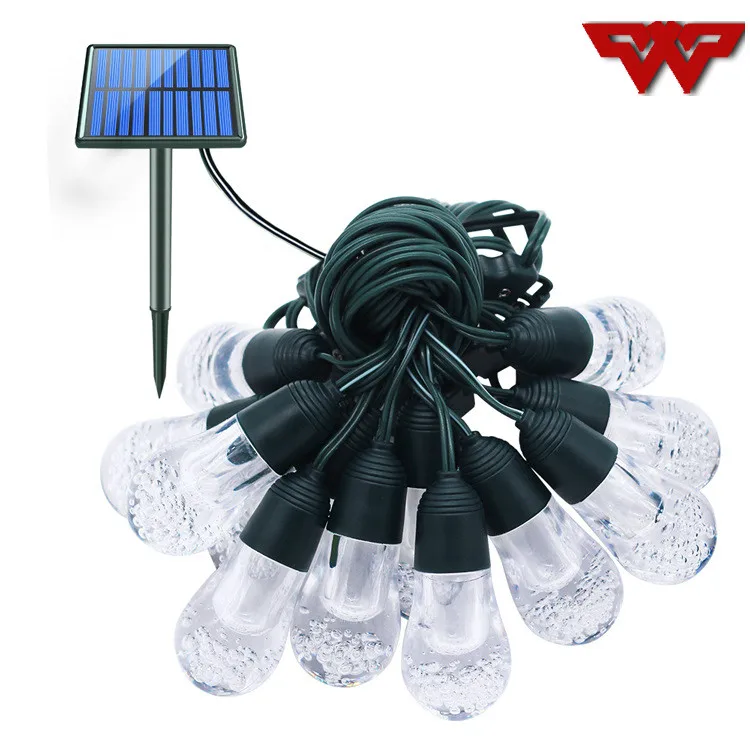 

New solar string 12 LED bubble lamp string indoor Christmas LED decorative lights outdoor waterproof free shipping