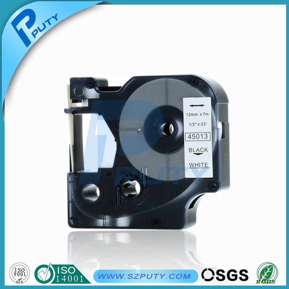 1 2 X7m DYMO 45013 compatible dymo label for D1 tape 45013 Black on white 12mm