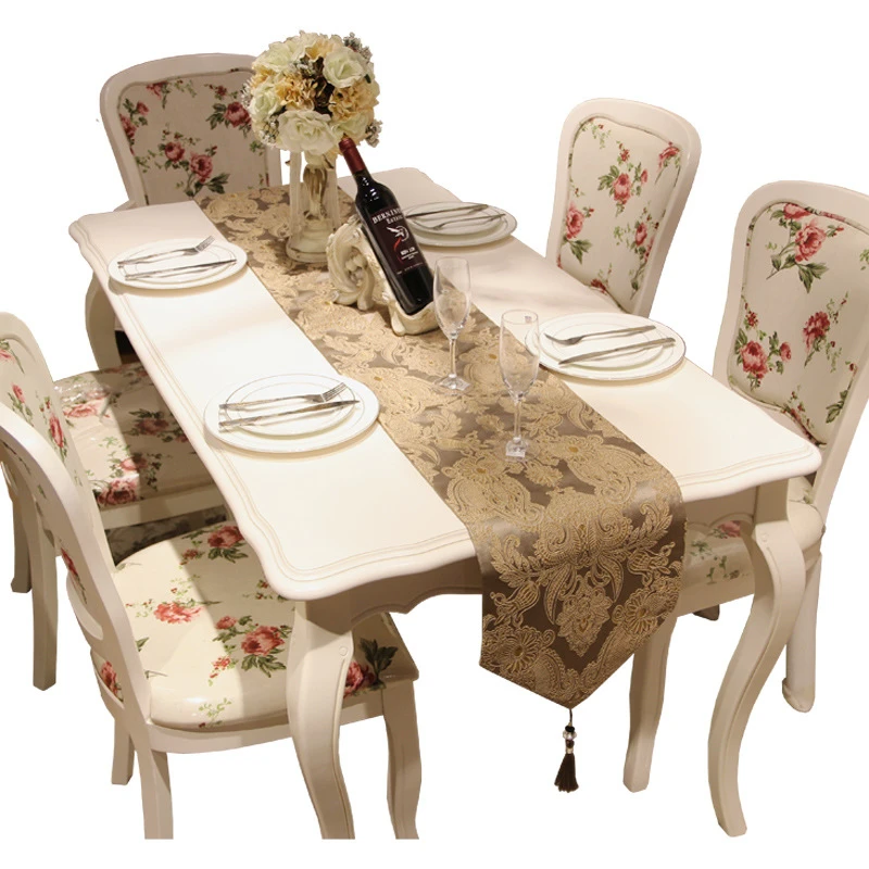 3 Colors European Concise Table Runners For Wedding Luxurious Embroidered Cotton Linen Table Runner Cabinet Cover Home Decor    