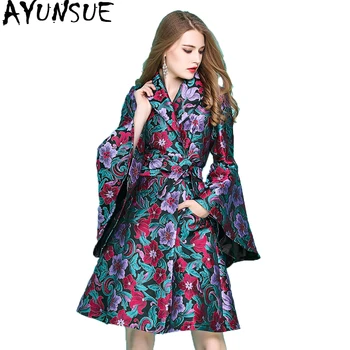 

AYUNSUE Women's Windbreaker Embroidery Long Trench Coat Women Clothes 2020 Flare Sleeve Womens Coats Sobretudo Feminino KJ371