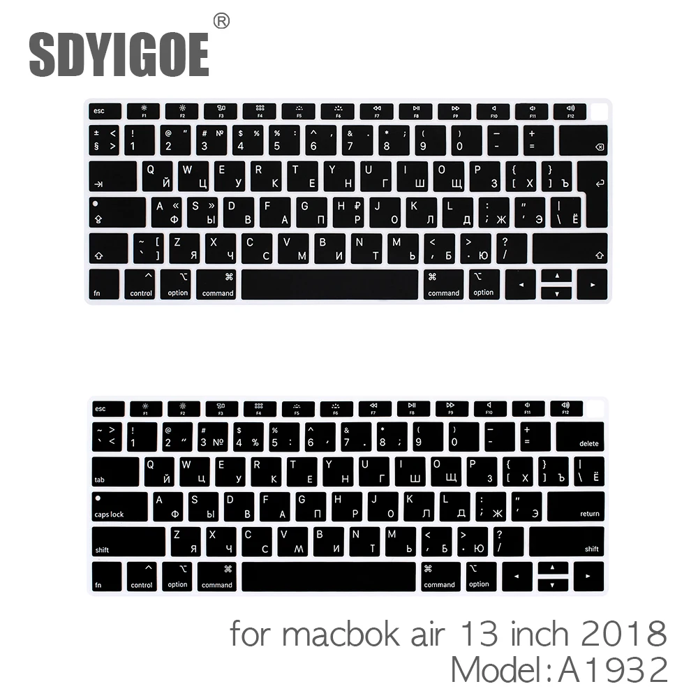 

Russian Notebook Keyboard Cover for macbook air 13" A1932 EU or US version Dustproof Film Silicone display Cyrillic Language