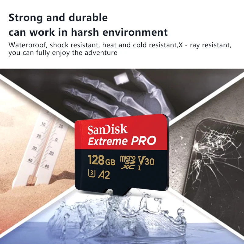 Карта памяти SanDisk Extreme Pro Micro SD карта 32 ГБ 64 128 256 400 SDHC/SDXC C10 U3 V30 A2 TF для камеры