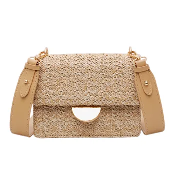 

New Elegant Shoulder Bag Women Wild Simple Messenger Bag For Girls Women Vintage Straw Casual Vacation Weave Crossbody Bag K703