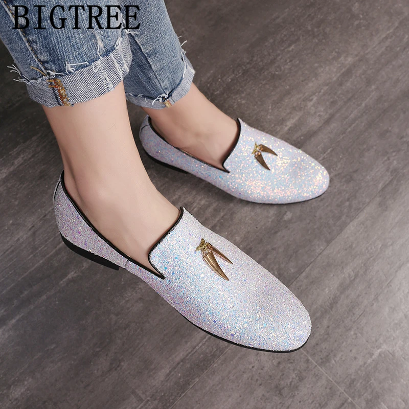 wedding shoes men dress glitter loafers men shoes formal party shoes men elegant coiffeur sepatu slip on pria erkek ayakkabi