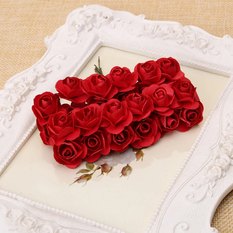 144 шт DIY розы Мини Искусственные цветы букет сплошной цвет свадебные украшения