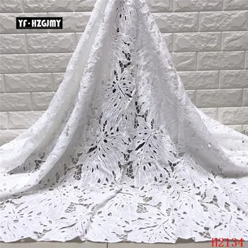 

YF HZGJMY Pure White African cord Lace Fabric High Quality Nigerian guipure Lace Fabric Bride Milk Silk French Net Lace A2134