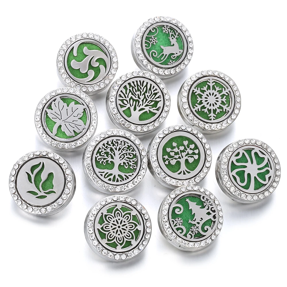 18mm Snap Buttons Perfume Locket Stainless Steel Essential Oil Diffuser Aromatherapy