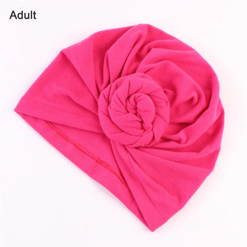 Adult Rose Комплект из 2 предметов, одинаковая шапка для всей семьи, для мамы и ребенка, спортивная шапка-тюрбан для йоги, Bebe Mommy, осенне-зимние шапки Gorros Para Beanies, реквизит для фотосессии - Цвет: Adult Rose
