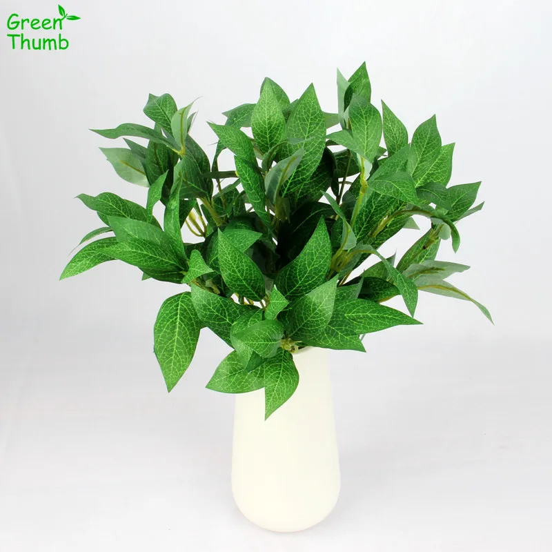 

1pc 33cm Green Artificial Bay Leaf Plastic Leaf Wedding DIY Decoration Cheap Artificial Flowers Leaves Plant