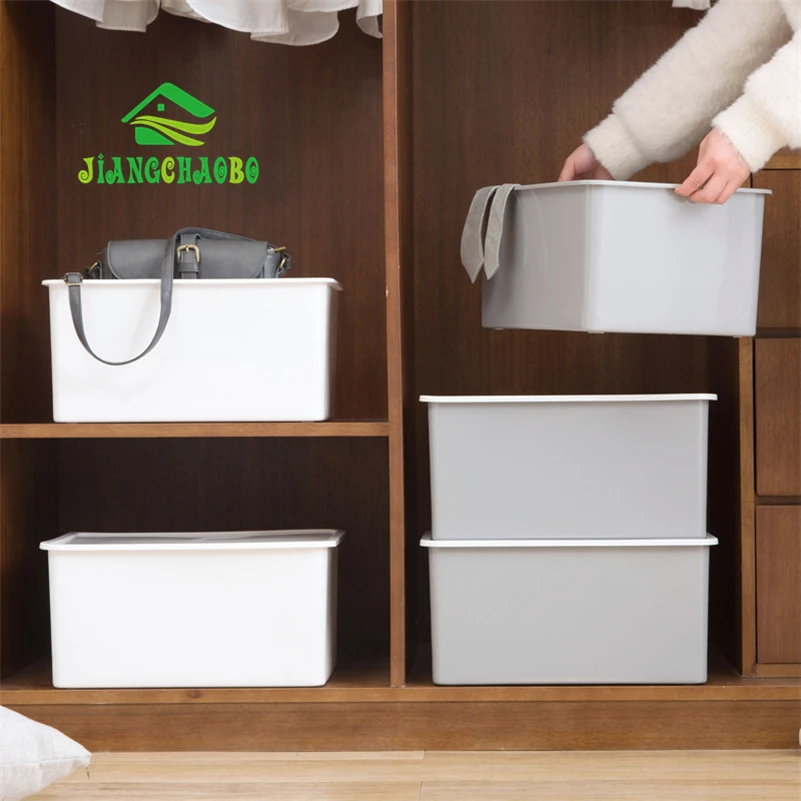 JiangChaoBo Thick Plastic Storage Box Covered Clothing Storage Box