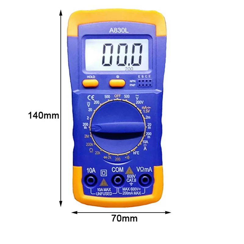 A830L ЖК-цифровой мультиметр DC AC Ом Амперметр Вольтметр тестер метр Электрический Ручной цифровой Multimetro Амперметр мультитестер