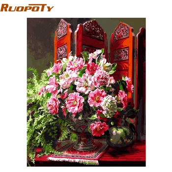 

RUOPOTY Classical Flower DIY Painting By Numbers Home Decoration Kits Paint By Numbers Unique Gift For Living Room Artwork 40X50