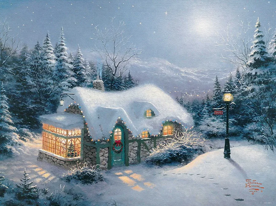 Картина для гостиной Thomas Kinkade бесшумная картина с изображением ночного пейзажа