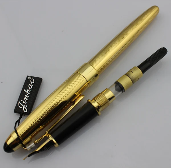 Fountain Pen JINHAO 165 Medium Nib 18KGP Golden Embossed Free Shipping