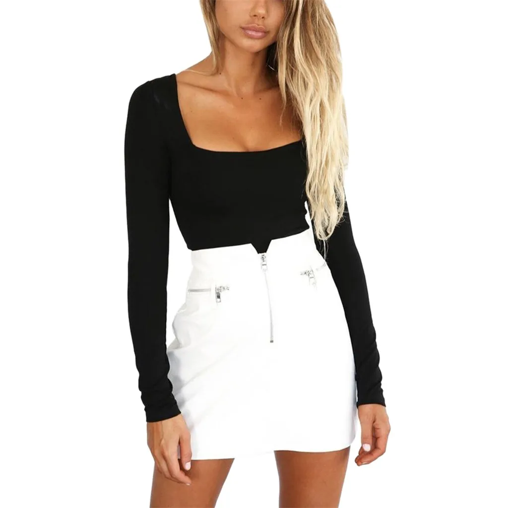 

T Shirt Women 2019 Streetwear Sexy Black Shirts Korean Style Long Sleeve Solid Ladies Tops Vintage Woman Clothes chemise femme