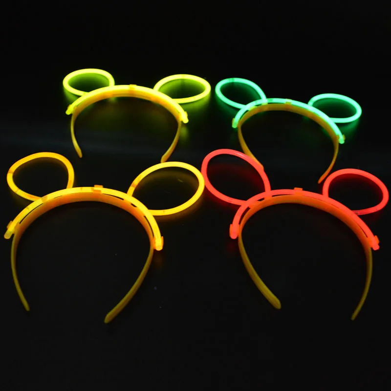 

Women Girls Glow Stick Bunny Ears Headband Glow Sticks Hairband Connectors Accessories Bar Disco Party Christmas Halloween