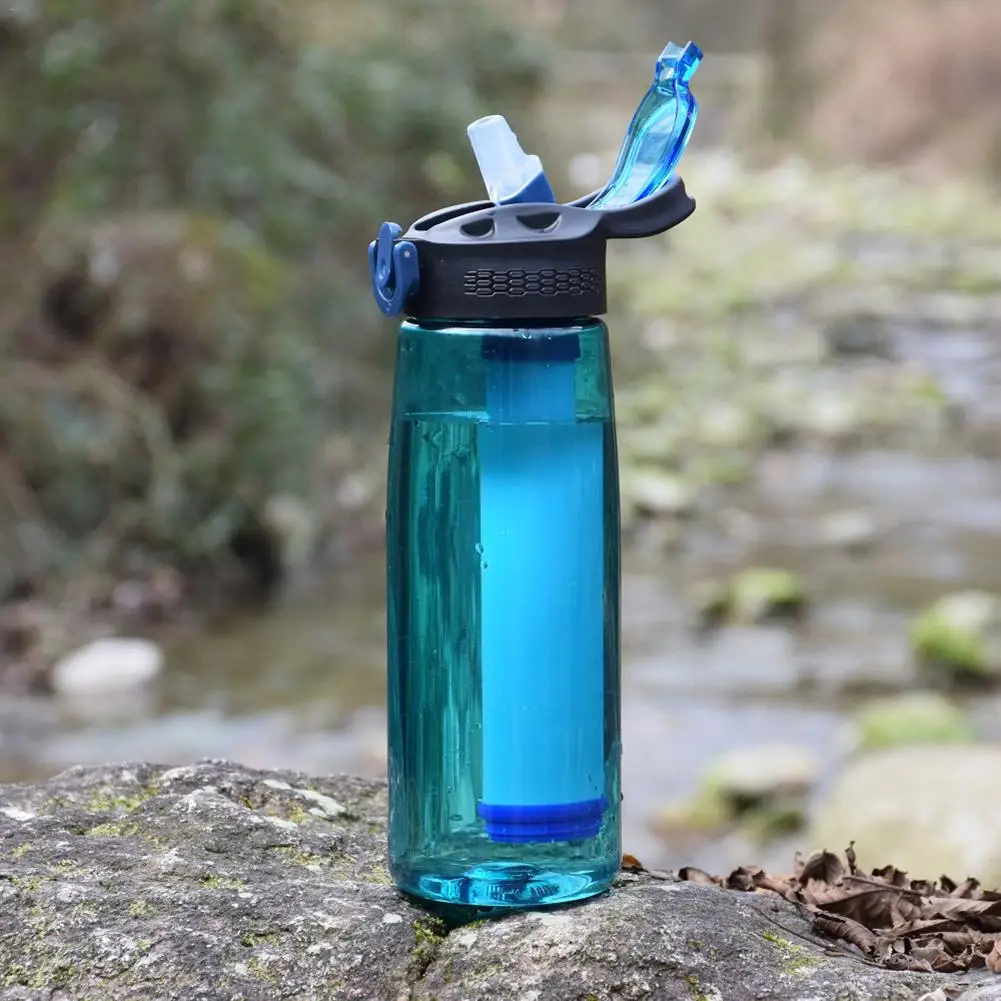 

Outdoor Camping Sports bottle With Filter Portable Kettle Filter Straight Drinking Water Bottle Hiking Travelling Bottle 650ml