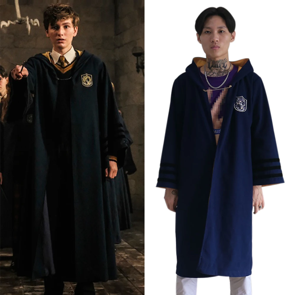 Фантастические звери: The Crimes of Grindelwald Newt Scamander Robe плащ на Хэллоуин Рождество для взрослых детей Hufflepuff накидка с принтом