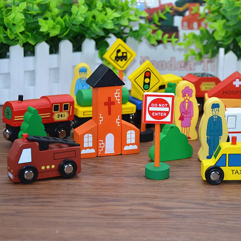 Детские деревянные специальные развивающие строительные блоки для движения в городе, деревянные игрушки для движения, строительные блоки, Детские Классические игрушки