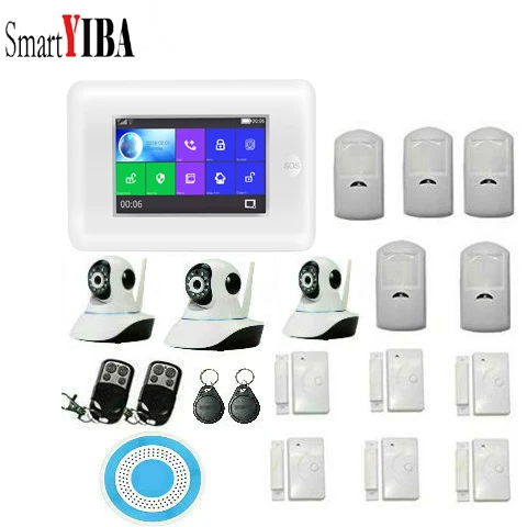

SmartYIBA 3G WIFI Home Security Alarm System with Full Touch Screen Wireless Motion Sensors APP Control for IOS Android System