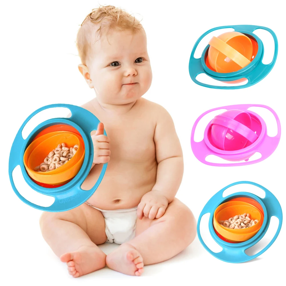 Baby Feeding Dish Cute Baby Gyro Bowl Universal 360 Rotate Spill Proof Bowl Baby Food Feeding