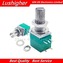 5 pces rv097ns 5 k 5pin eixo 15mm único ligado potenciômetro b5k com um interruptor amplificador de potência de áudio potenciômetro de vedação