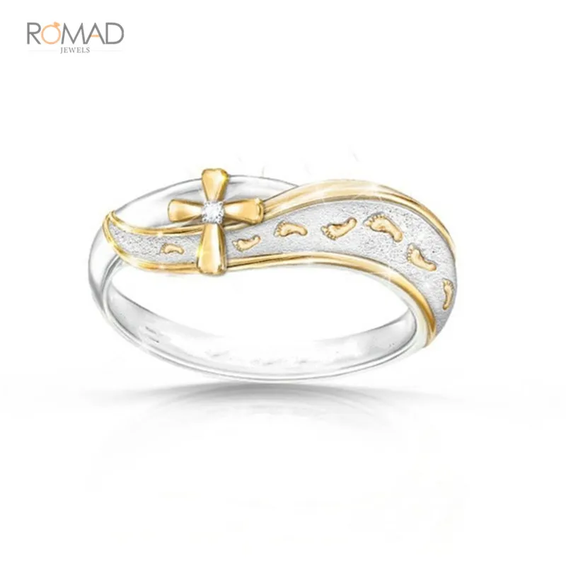 

Romad Women Crystal Rhinestone Wedding Engagement Rings Cross Rings For Women Girl Jewelry