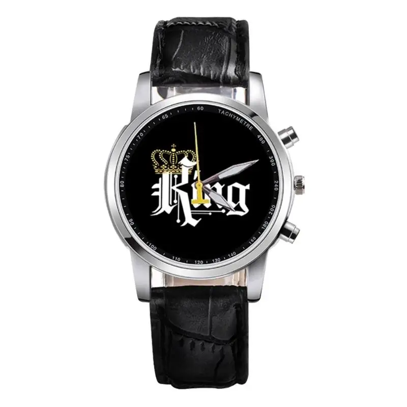 New King Queen Leather Watches Women Lovers Quartz Watch Men Brand Luxury Wristwatch Female Male Quartz 1