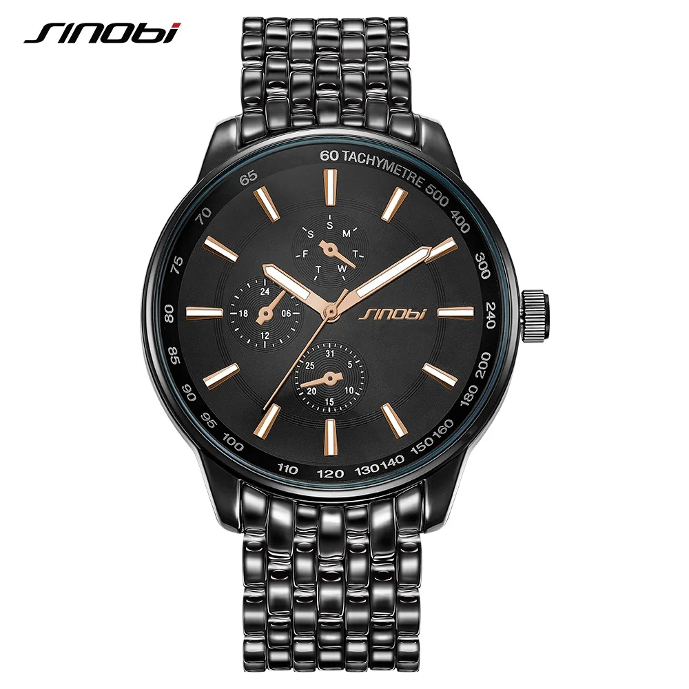SINOBI Мужские часы Топ бренд класса люкс металлический ремешок наручные часы для мужчин s подарок кварцевые часы Скидка Relogio Masculino скидка продукт - Цвет: 11S9268G06
