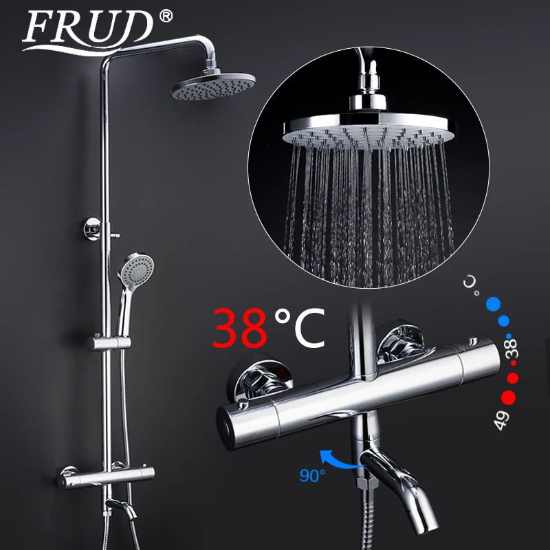 

FRUD Shower faucet Bathroom Rainfall shower head set thermostat faucet tap waterfall thermostatic shower mixer faucets
