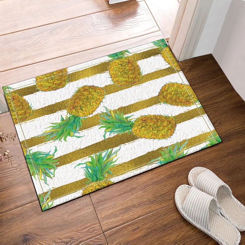 Golden Pineapple Bath Rugs Bathroom Entryways Outdoor Indoor Front Door