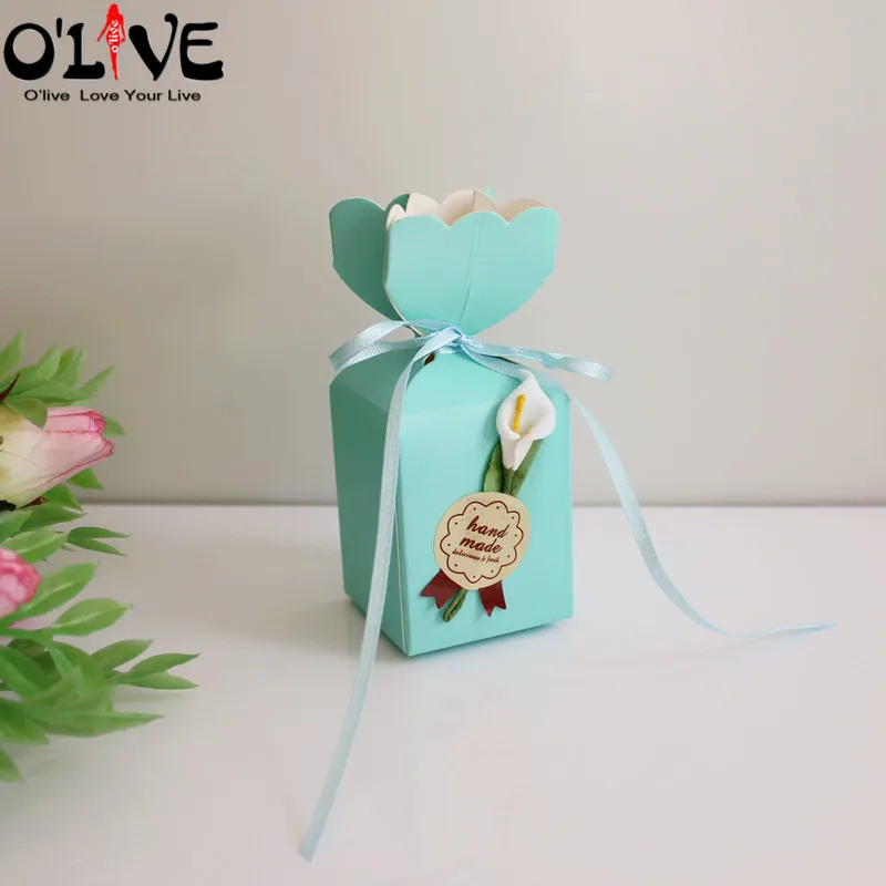 50 шт в форме вазы подарочные коробки для конфет упаковки Калла душа ребенка мальчик девочка вечерние сувениры Коробки Свадебная бонбоньерка на день рождения украшения