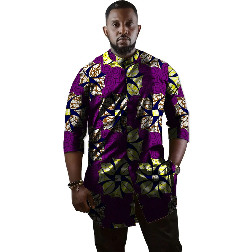 African Print Men's Shirt Fashion Sand Collar Ankara Shirt  Man Dashiki Customized Man African Clothing Customized