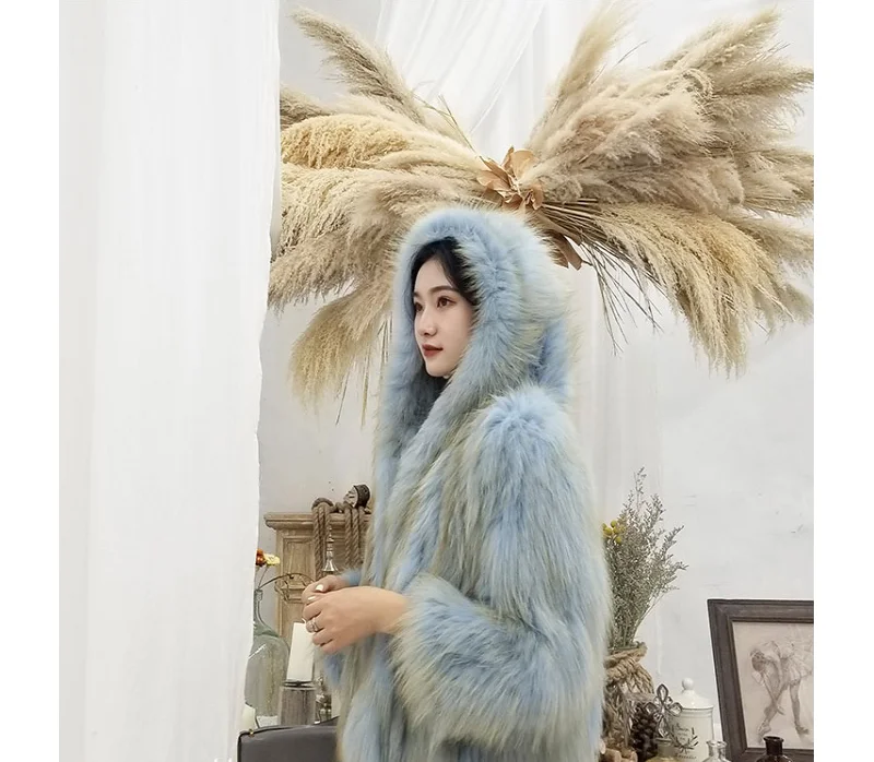 Real Fox Fur Coat Women Clothes Winter Thick Warm Hooded Fur Coat Real Fox Fur Jacket Overcoat Manteau Femme Hiver ZL532