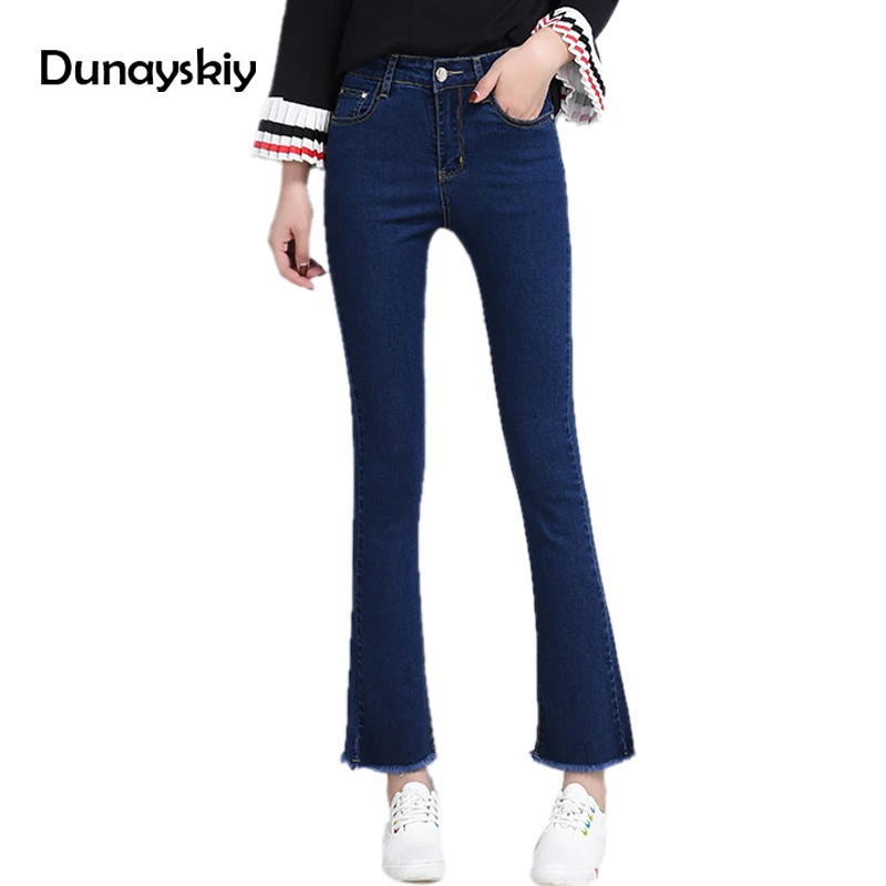 

Promotion High quality Jeans Woman slim high waist jeans skinny bell bottom trousers comfortable flares denim pants Dunayskiy