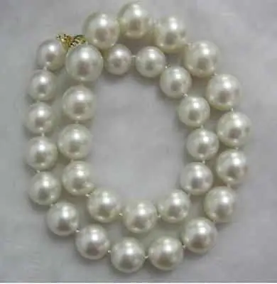 

Wholesale FREE SHIPPING classic 11-12mm natural south sea round white pearl necklace 18inch