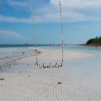 

50pcs-Fashion Wanderlust Hand Stampe Jewelry Travelers Leisurely Stroll Letter Necklace Wanderlust"Not All Who Wander Are Lost"