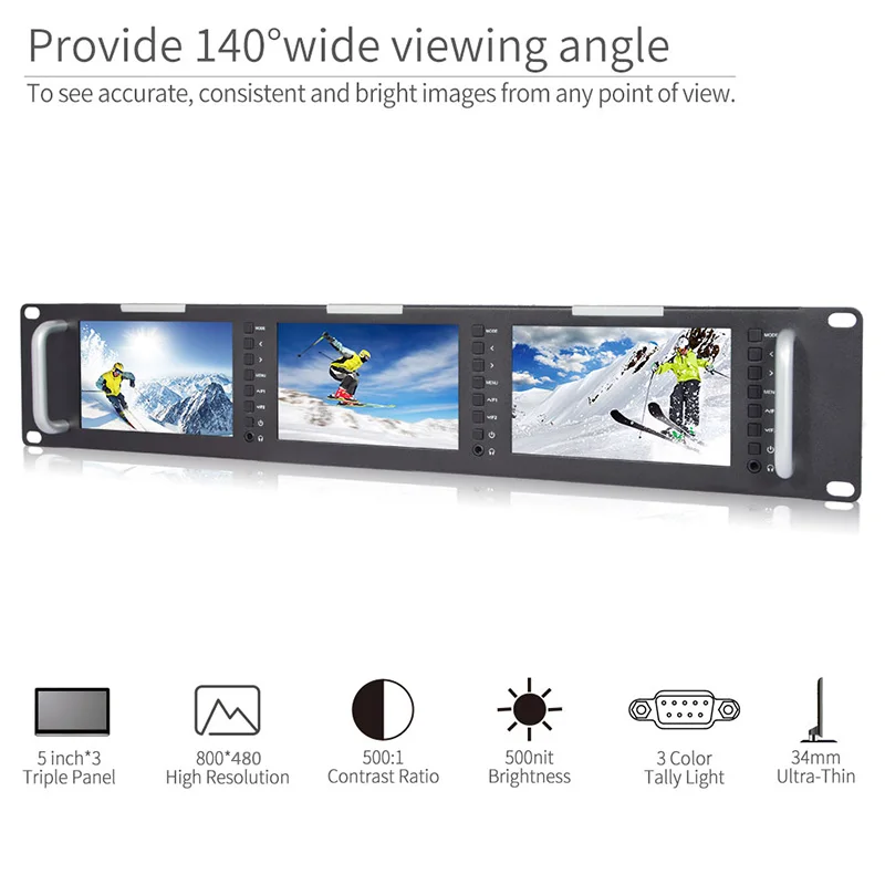 Монитор Feelworld с креплением на стойку вещания 5 дюймов 2RU 800x480 HDMI av вход тройной ЖК