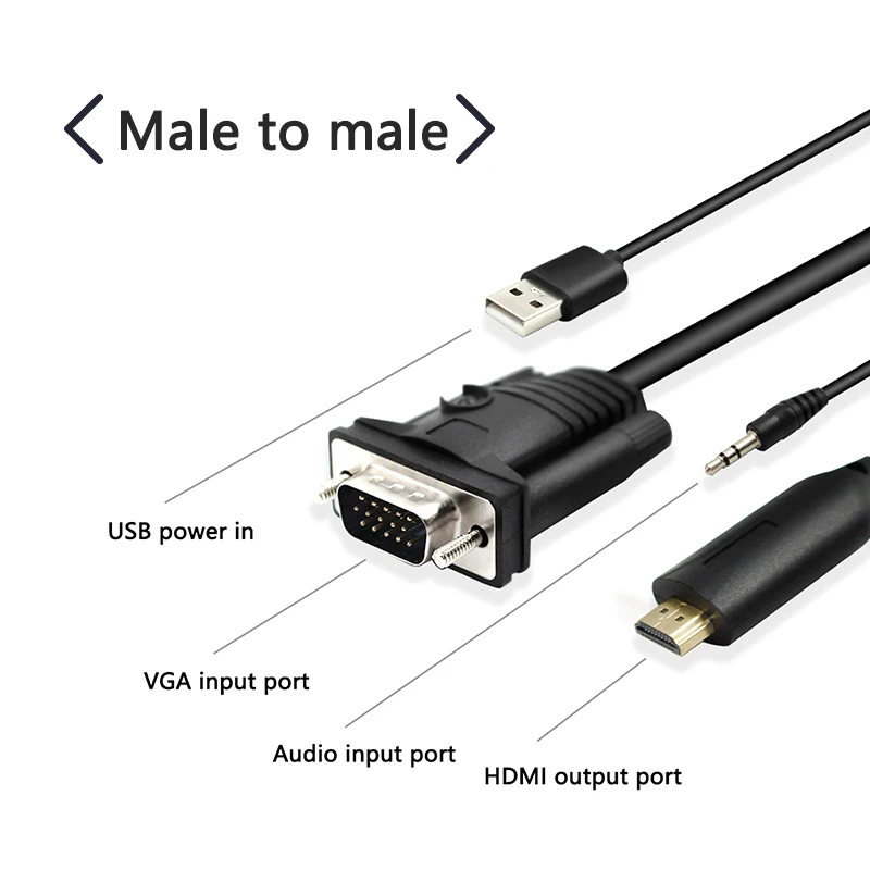 VGA аудио в HDMI конвертер Кабель 1 8 м мужчин и с USB 1080 P для компьютера ноутбука