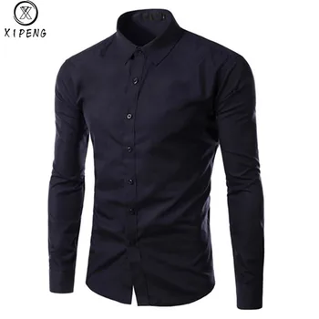 

New 2020 Fashion Brand Spring Male Shirt Long Sleeve Tops Slim Casual Solid Color Mens Dress Shirts Slim Business Men Shirt XXXL