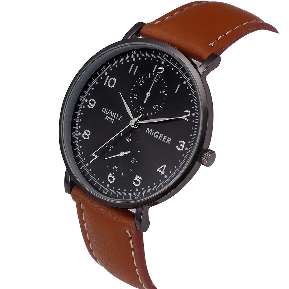 Мужские часы Модные часы мужские роскошные брендовые Ретро дизайн кожаный ремешок Аналоговый сплав кварцевые наручные часы relogio masculino 30y - Color: brown