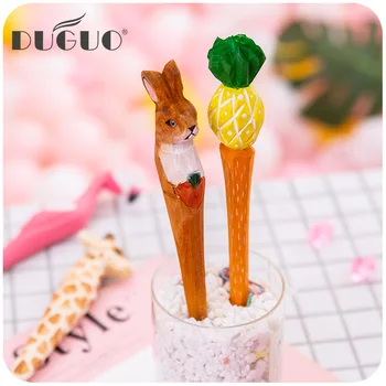 

DUGUO cute stationery creative three-dimensional woodcarving gel pen ins cute simple handmade cartoon pen kawaii stationery