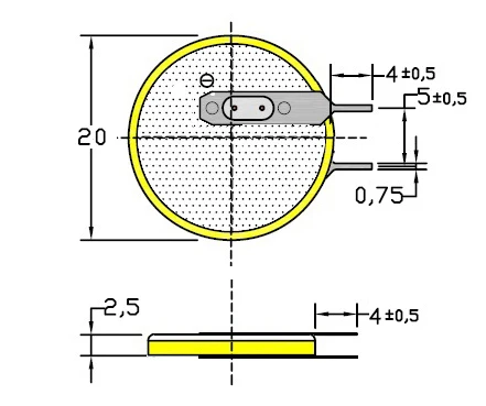 CR2025 with  pins