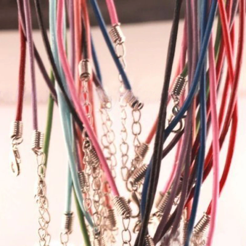 10pcs/lot Vintage DIY Chains Pendant Necklace Shellhard Fashion Leather Cord Necklace Rope Chain with Lobster Clasp Jewelry